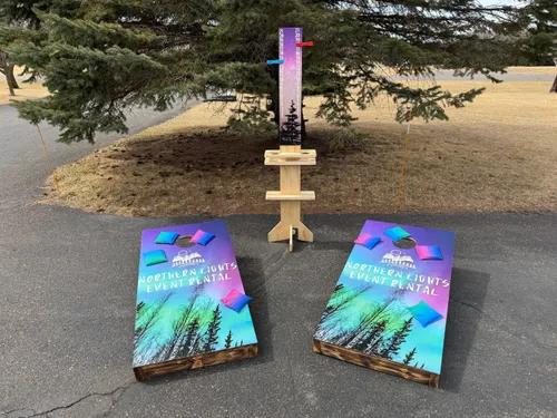 Cornhole board set with score stand