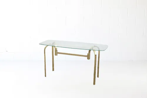 RETIRED Vintage Brass + Glass Console Table
