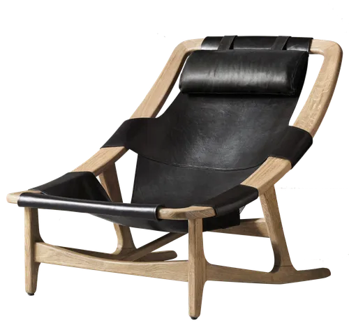 KATRIN Leather + Wood Lounger