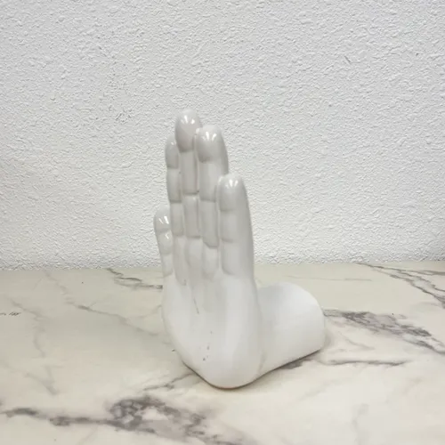 White Ceramic Hand Bookend