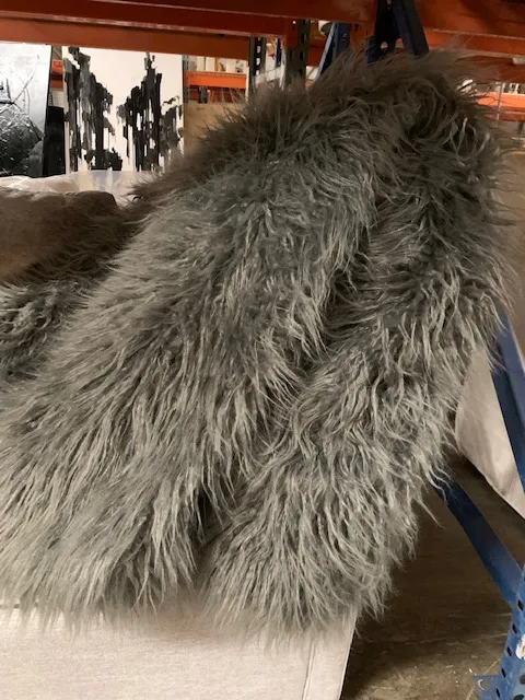 Gray fur throw blanket