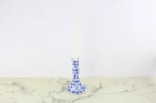 Vintage Blue & White Candlestick Holder