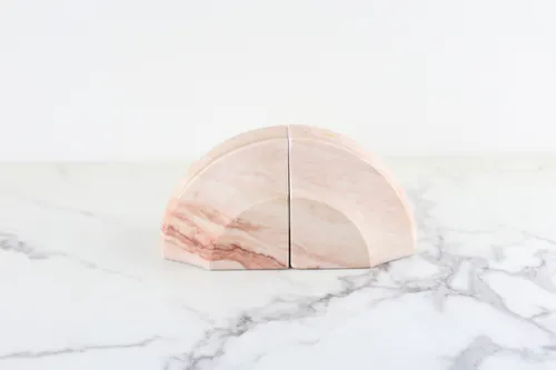 Vintage Pink Marble Bookends