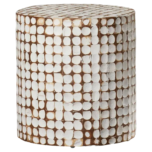 KATRIN White Dot Drum Side Table