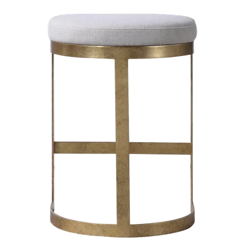 KATRIN Brass + Linen Counter Stool