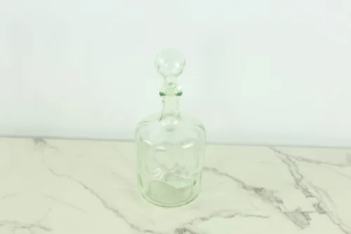 Clear Green Glass Decanter