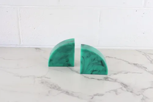 Faux Green Marble Book Ends