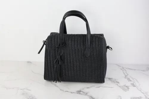 Black Faux Leather Handbag