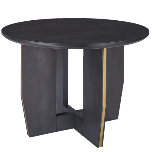 KATRIN Round Wood Table w/ Brass 44