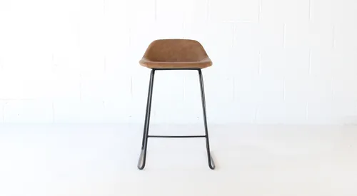 RETIRED Faux Brown Leather Stool (SET OF 4)