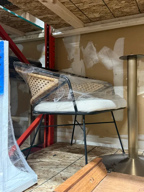 RETIRED $125 Black Metal Chair With Cane Back