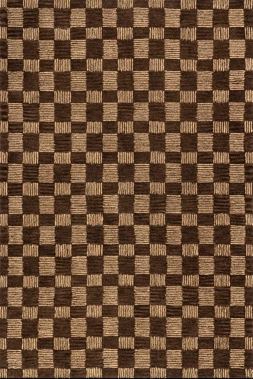 No. 118 Rug Brown & Tan Check 9x12