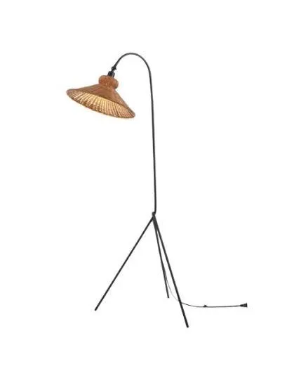 Floor Lamp No. 47 Black Metal (Wicker Shade)