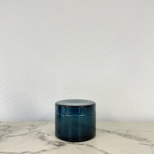 Short Blue Glass Canister