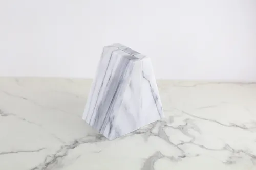 Triangular White Marble Bookends