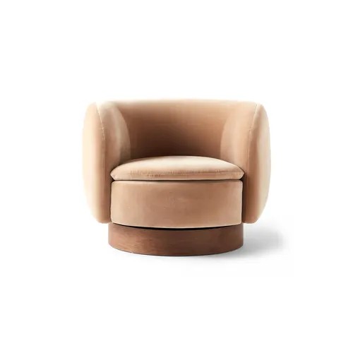 KATRIN Camel Velvet Swivel Muir Chair