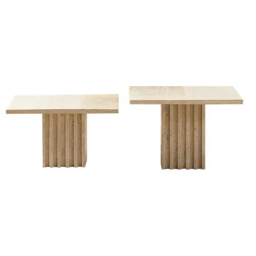 KATRIN CB2 Carve Travertine Coffee Table SET (2 pcs)