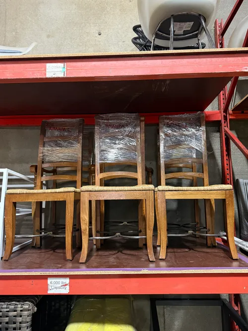 RETIRED $200 Vintage Wood Dining Chair With Metal Accents - Set of 6