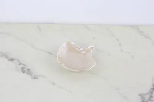 Vintage Ceramic Beige Gingko Tray