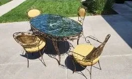 AMANDA Green Marble Dining Table + 4 Chairs (HEAVY)