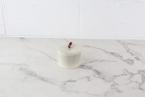 Ceramic Canister with Leather Tab
