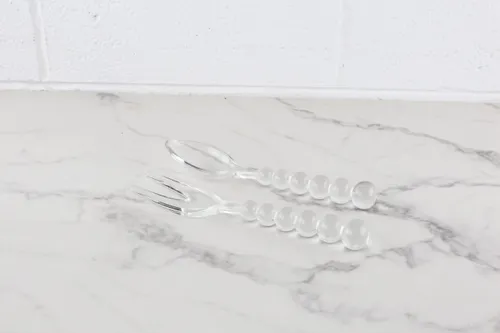 Vintage Glass Salad Tongs