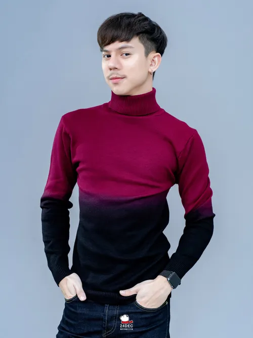 เช่าเสื้อคอเต่า ชาย รุ่น GRADIENT สี แดงเรดไวน์