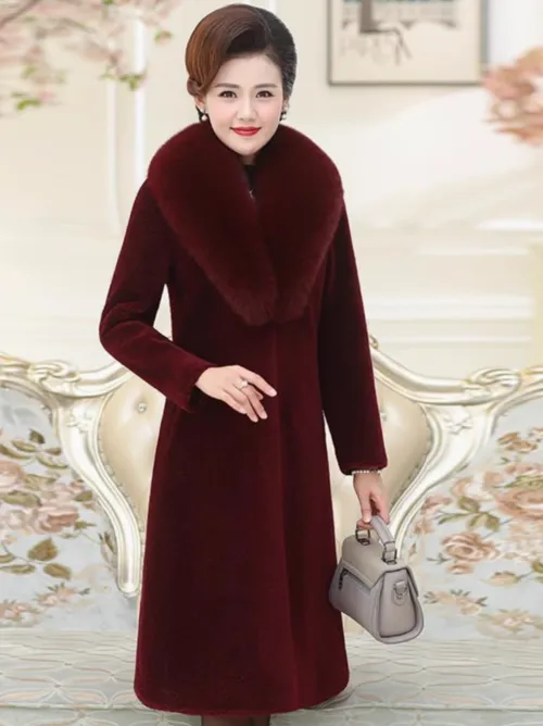 เช่าเสื้อขนเฟอร์ หญิง รุ่น GRACE สี แดงเรดไวน์