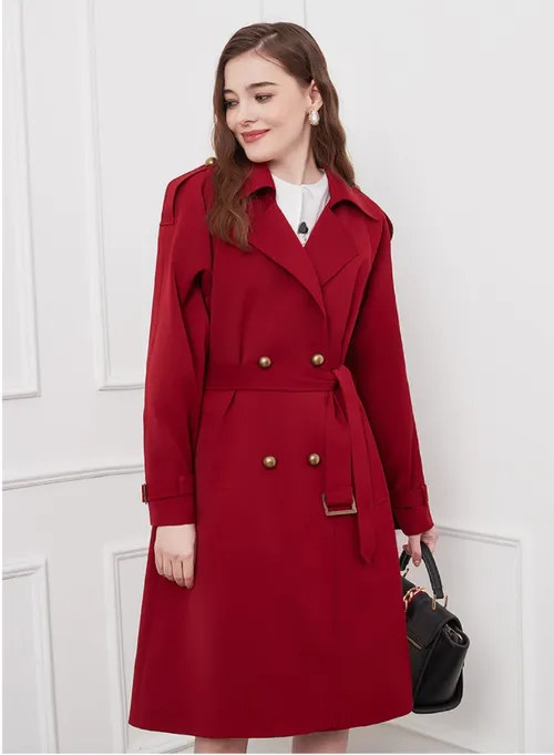 เช่าเสื้อเทรนช์โค้ท หญิง รุ่น FARIDA สี แดง