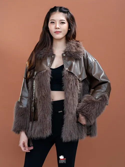 เช่าเสื้อขนเฟอร์ หญิง รุ่น VIBE สี น้ำตาล