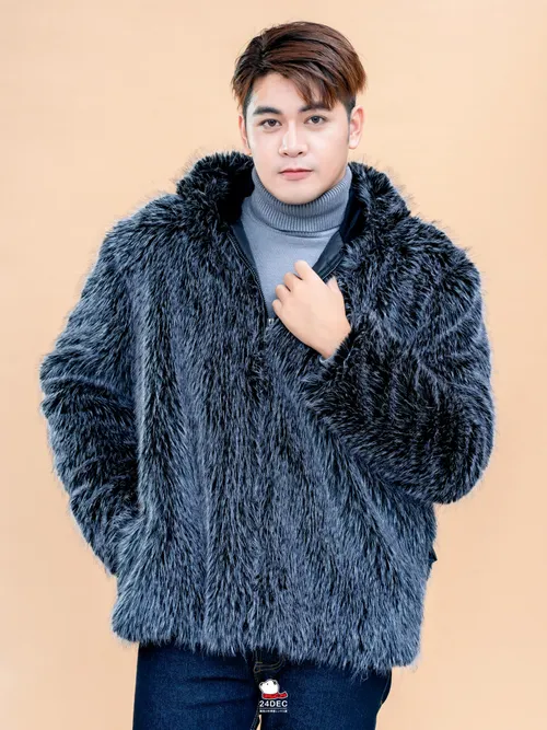 เช่าเสื้อขนเฟอร์ ชาย รุ่น LUPUS สี ดำ