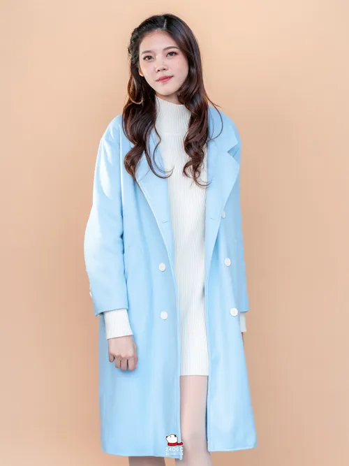 เช่าเสื้อโค้ท หญิง รุ่น PANDORA สี ฟ้า