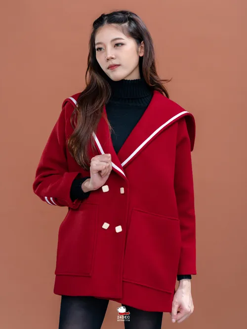 เช่าเสื้อโค้ท หญิง รุ่น MARINER สี แดงเรดไวน์