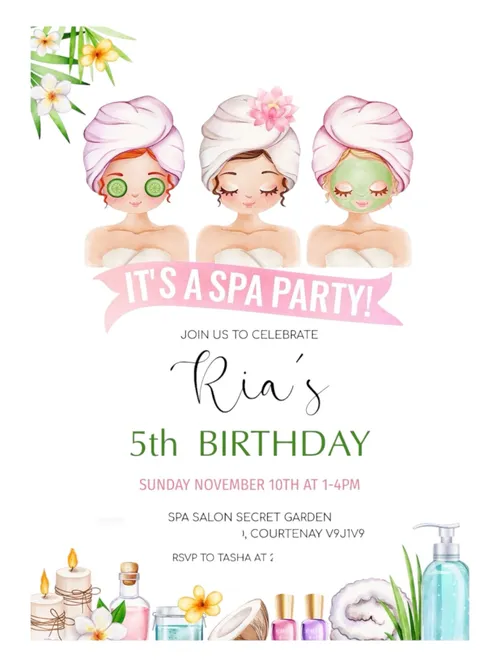 Spa Party Invitations