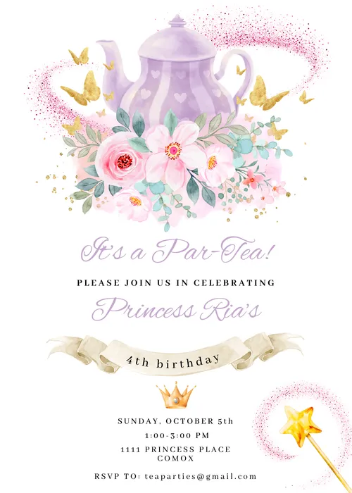 Tea Party Printed Invitations (6)