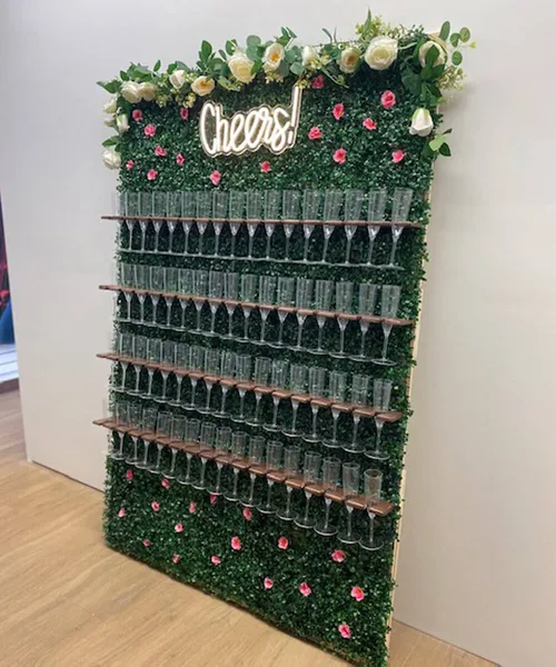 Champagne Wall with Flutes