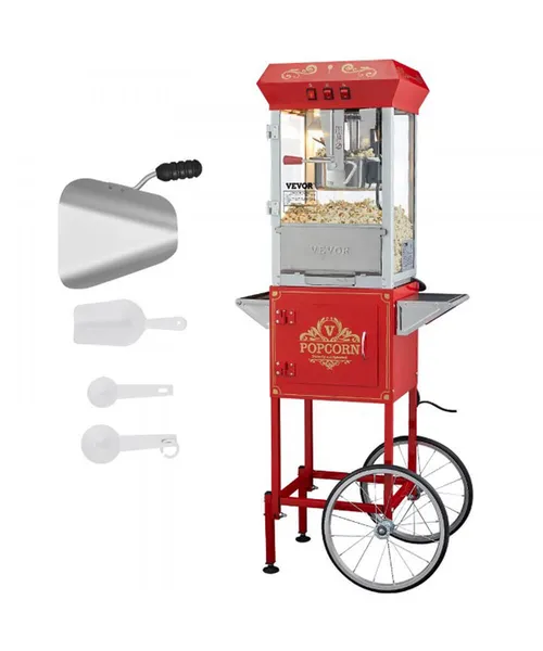 Vintage Red Popcorn Machine with Stand