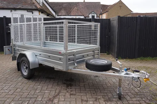 8ft x 4ft Utility Trailer with Rear Loading Ramp & Cage - NEW