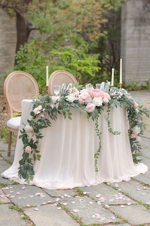 9 ft Ling’s Sweetheart Table Blush and Cream