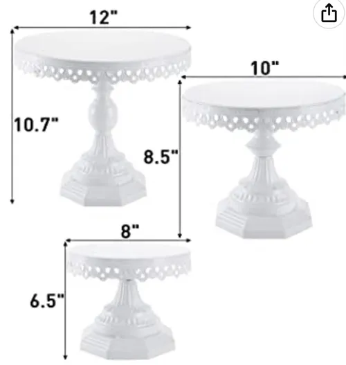 Set of white metal cake stand
