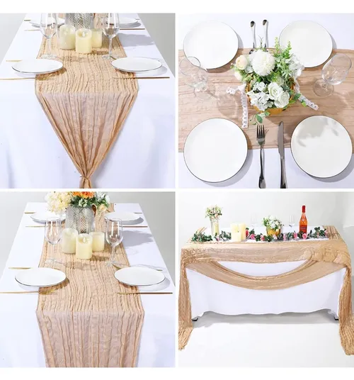 Beige/ golden table runner
