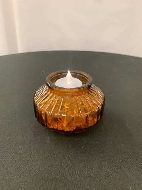 Amber tea light glass