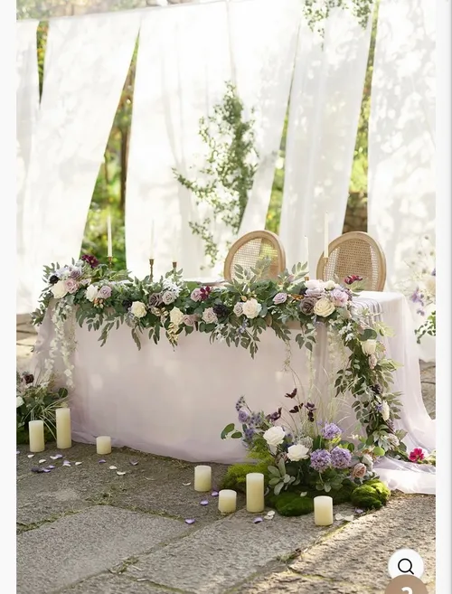 Lings Purple and Gold sweet heart table deluxe florals