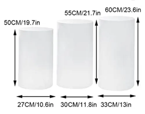 Set of 3 White Cylinder display