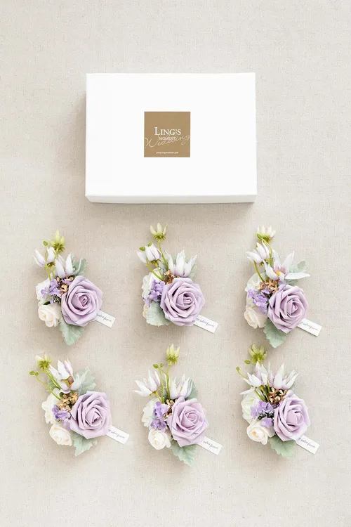 Lings lilac and gold wrist corsages (Set)