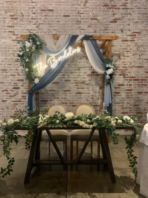 Dusty Blue Arch Drapes