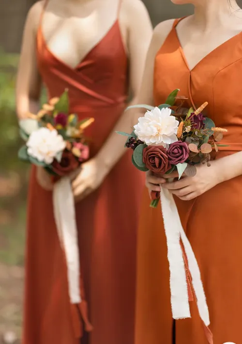 Lings Bouquet Bridesmaids Sunset Terracotta