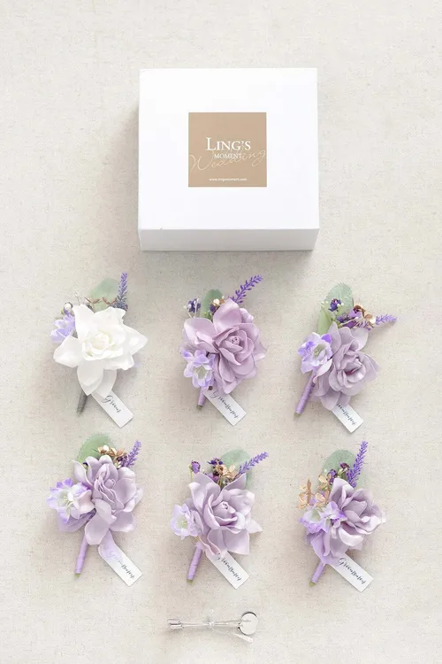 Lings lilac and gold boutonniere (Set)