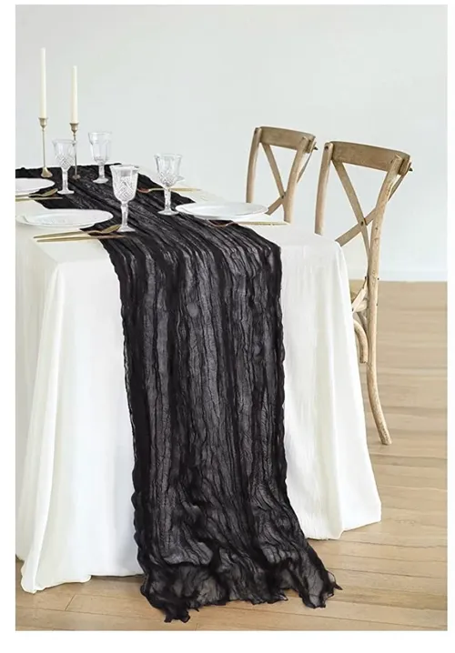 Black cheesecloth table runners