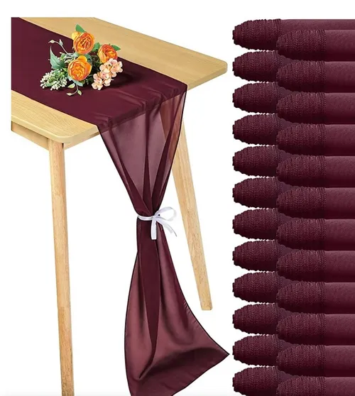 Burgundy Chiffon Table runners